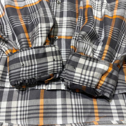 【中古品】【メンズ】 GRAPHPAPER グラフペーパー 20AW TENCEL CHECK REGULAR COLLAR BIG SLEEVE SHIRT GM203-50061 テンセル チェック レギュラーカラー ビッグ スリーブ シャツ 長袖 トップス 140-261014-yo-15-teih サイズ：F カラー：グレー/オレンジ 万代Net店