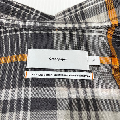 【中古品】【メンズ】 GRAPHPAPER グラフペーパー 20AW TENCEL CHECK REGULAR COLLAR BIG SLEEVE SHIRT GM203-50061 テンセル チェック レギュラーカラー ビッグ スリーブ シャツ 長袖 トップス 140-261014-yo-15-teih サイズ：F カラー：グレー/オレンジ 万代Net店
