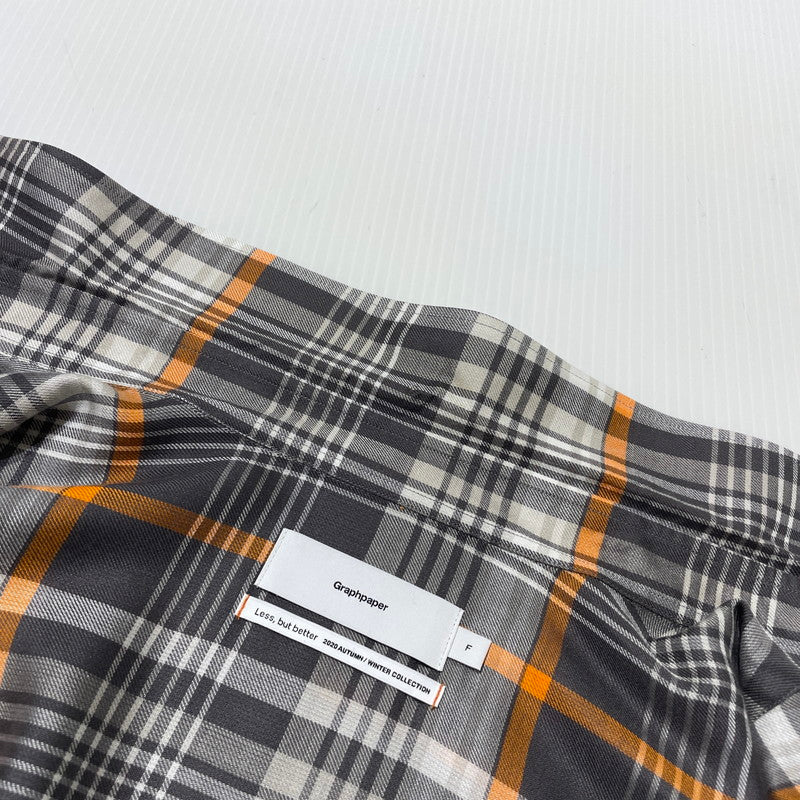 【中古品】【メンズ】 GRAPHPAPER グラフペーパー 20AW TENCEL CHECK REGULAR COLLAR BIG SLEEVE SHIRT GM203-50061 テンセル チェック レギュラーカラー ビッグ スリーブ シャツ 長袖 トップス 140-261014-yo-15-teih サイズ：F カラー：グレー/オレンジ 万代Net店