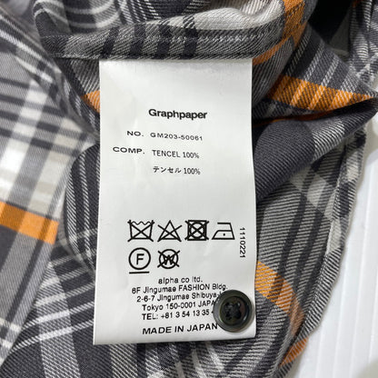 【中古品】【メンズ】 GRAPHPAPER グラフペーパー 20AW TENCEL CHECK REGULAR COLLAR BIG SLEEVE SHIRT GM203-50061 テンセル チェック レギュラーカラー ビッグ スリーブ シャツ 長袖 トップス 140-261014-yo-15-teih サイズ：F カラー：グレー/オレンジ 万代Net店