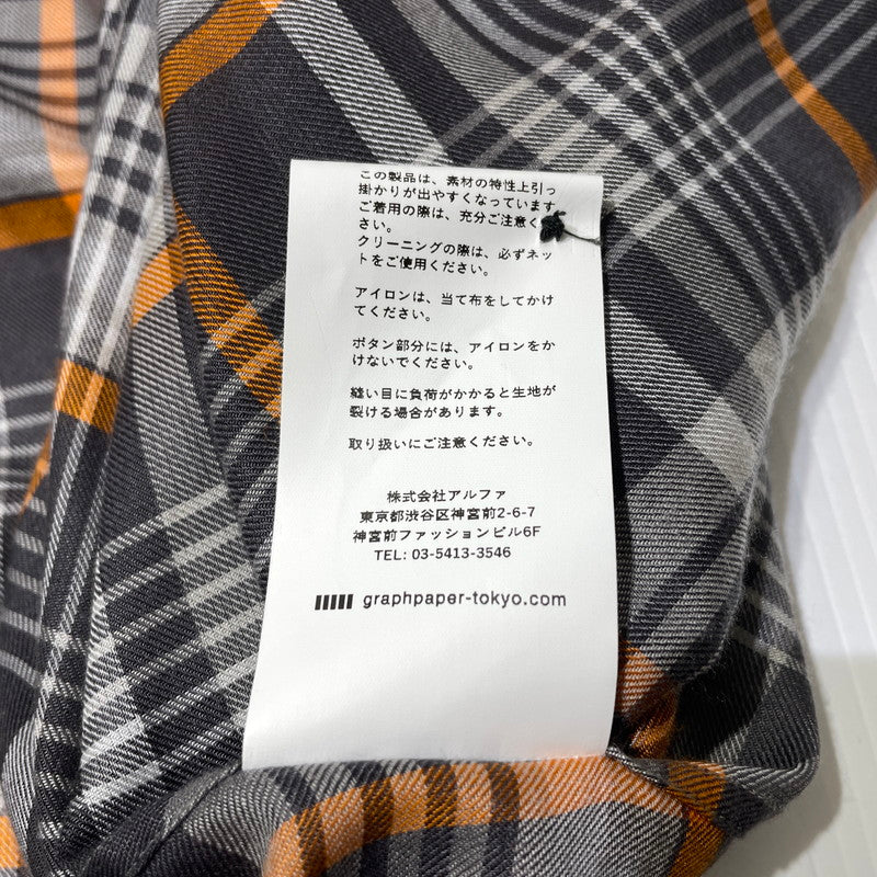 【中古品】【メンズ】 GRAPHPAPER グラフペーパー 20AW TENCEL CHECK REGULAR COLLAR BIG SLEEVE SHIRT GM203-50061 テンセル チェック レギュラーカラー ビッグ スリーブ シャツ 長袖 トップス 140-261014-yo-15-teih サイズ：F カラー：グレー/オレンジ 万代Net店