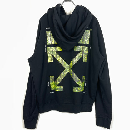 【中古品】【メンズ】 OFFWHITE オフ ホワイト LANDSCAPE ARROW HOODIE OMBB034T19D25104 ランドスケープ アロー フーディ プルオーバーパーカー 142-261015-sa-14-teih サイズ：XXL カラー：ブラック 万代Net店
