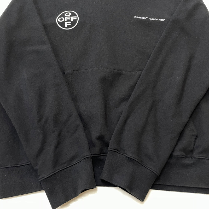 【中古品】【メンズ】 OFFWHITE オフ ホワイト LANDSCAPE ARROW HOODIE OMBB034T19D25104 ランドスケープ アロー フーディ プルオーバーパーカー 142-261015-sa-14-teih サイズ：XXL カラー：ブラック 万代Net店