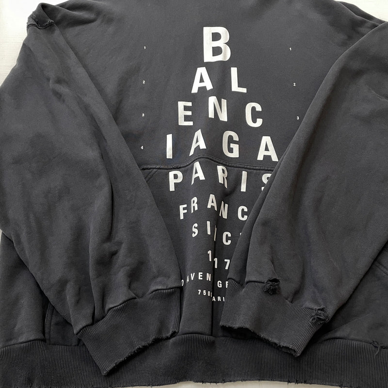 【現状渡し品】【メンズ】 BALENCIAGA バレンシアガ 803265 TRVU7 OPTICAL HOODIE LARGE FIT HOODIE オプティカルラージ フィット フーデ プルオーバーパーカー 141-261015-sa-16-teih サイズ：XS カラー：グレー 万代Net店
