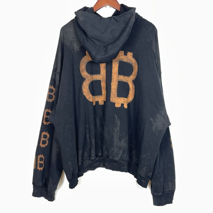 【現状渡し品】【メンズ】 BALENCIAGA バレンシアガ TOVN7 22AW BB CRYPTO COIN HOODIE 742603 20220年秋冬 ビービー クリプト コイン フーディ プルオーバーパーカー 141-261015-sa-17-teih サイズ：XL カラー：ブラック 万代Net店