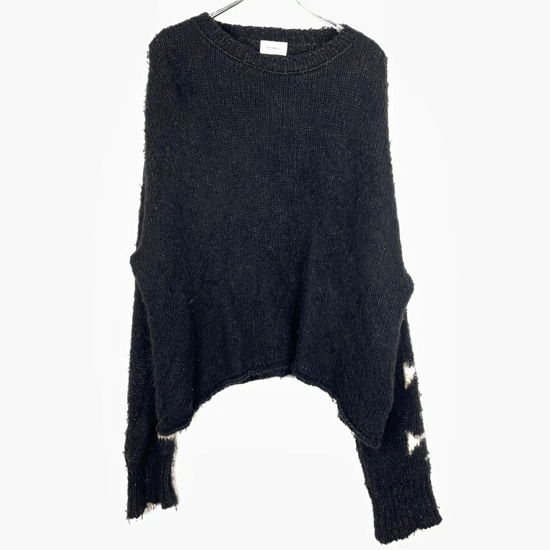 【現状渡し品】【メンズ】 ASKYURSELF BRUSHED CROSS KNIT アスクユアセル ブラッシュド クロス ニット 長袖 トップス 142-261015-sa-18-teih サイズ：XL カラー：ブラック 万代Net店