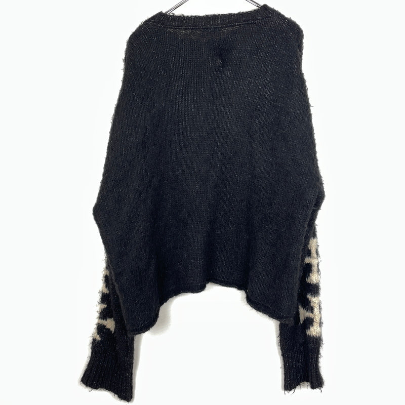 【現状渡し品】【メンズ】 ASKYURSELF BRUSHED CROSS KNIT アスクユアセル ブラッシュド クロス ニット 長袖 トップス 142-261015-sa-18-teih サイズ：XL カラー：ブラック 万代Net店