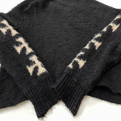 【現状渡し品】【メンズ】 ASKYURSELF BRUSHED CROSS KNIT アスクユアセル ブラッシュド クロス ニット 長袖 トップス 142-261015-sa-18-teih サイズ：XL カラー：ブラック 万代Net店