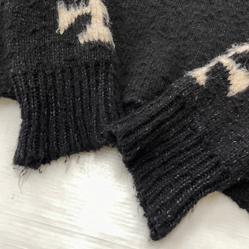 【現状渡し品】【メンズ】 ASKYURSELF BRUSHED CROSS KNIT アスクユアセル ブラッシュド クロス ニット 長袖 トップス 142-261015-sa-18-teih サイズ：XL カラー：ブラック 万代Net店