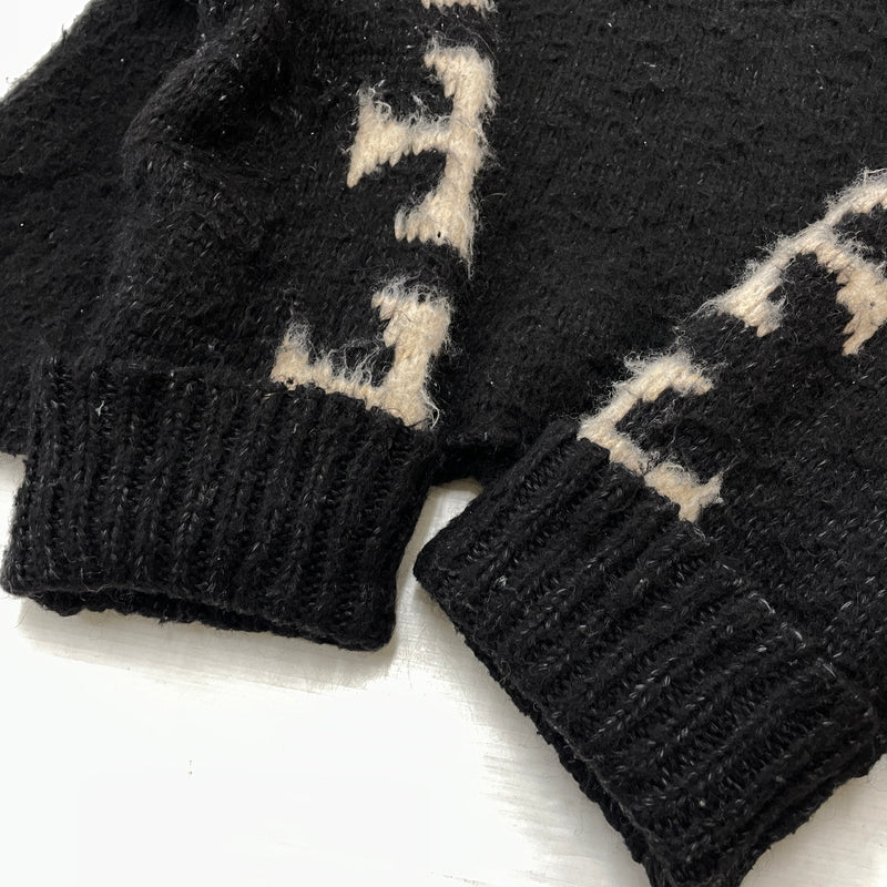 【現状渡し品】【メンズ】 ASKYURSELF BRUSHED CROSS KNIT アスクユアセル ブラッシュド クロス ニット 長袖 トップス 142-261015-sa-18-teih サイズ：XL カラー：ブラック 万代Net店