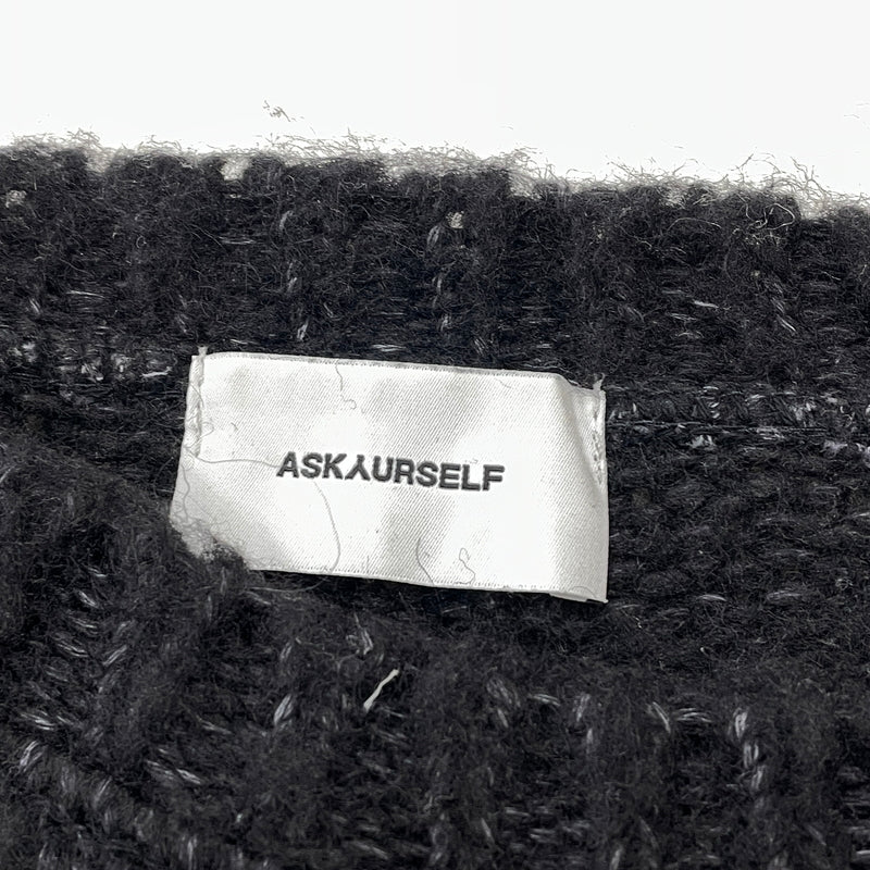 【現状渡し品】【メンズ】 ASKYURSELF BRUSHED CROSS KNIT アスクユアセル ブラッシュド クロス ニット 長袖 トップス 142-261015-sa-18-teih サイズ：XL カラー：ブラック 万代Net店