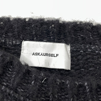 【現状渡し品】【メンズ】 ASKYURSELF BRUSHED CROSS KNIT アスクユアセル ブラッシュド クロス ニット 長袖 トップス 142-261015-sa-18-teih サイズ：XL カラー：ブラック 万代Net店