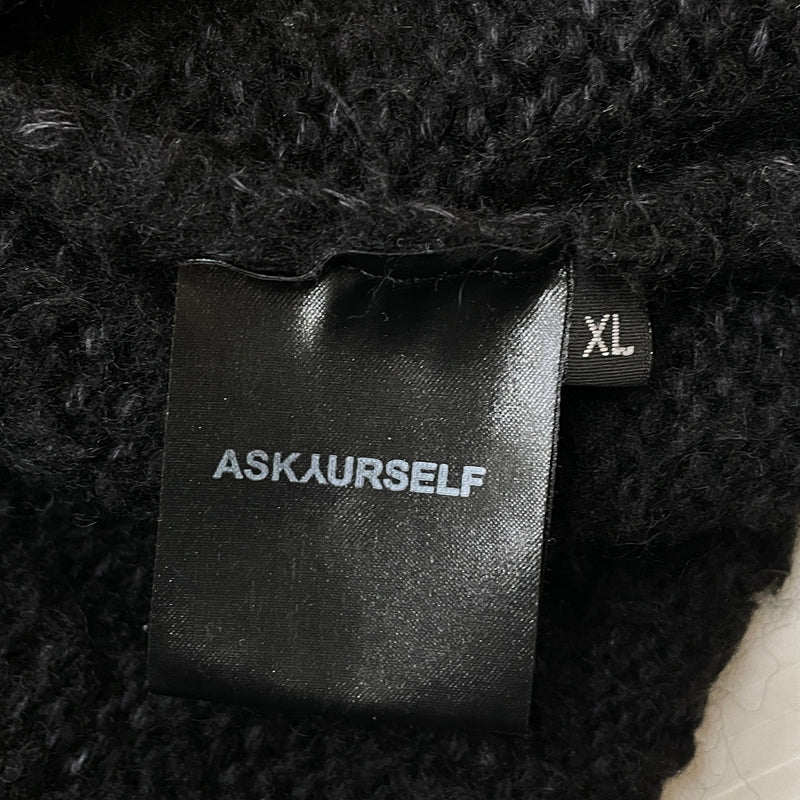【現状渡し品】【メンズ】 ASKYURSELF BRUSHED CROSS KNIT アスクユアセル ブラッシュド クロス ニット 長袖 トップス 142-261015-sa-18-teih サイズ：XL カラー：ブラック 万代Net店