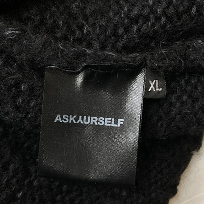 【現状渡し品】【メンズ】 ASKYURSELF BRUSHED CROSS KNIT アスクユアセル ブラッシュド クロス ニット 長袖 トップス 142-261015-sa-18-teih サイズ：XL カラー：ブラック 万代Net店