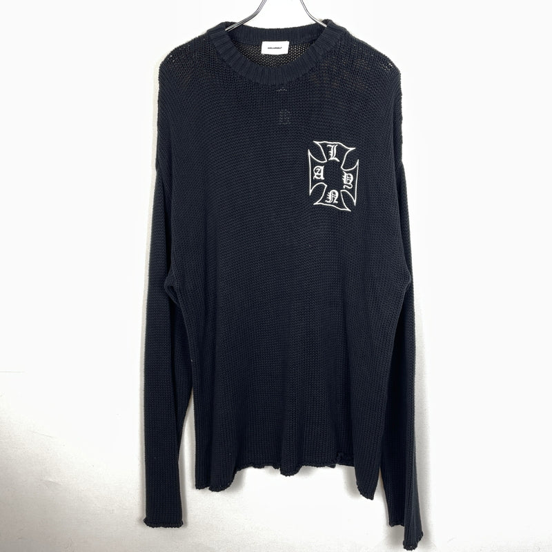 【中古品】【メンズ】 ASKYURSELF アスクユアセルフ × LAST NEST ラストネスト 別注コラボ CHAIN KNIT チェーン ニット 長袖 トップス 142-261015-sa-19-teih サイズ：L カラー：ブラック 万代Net店