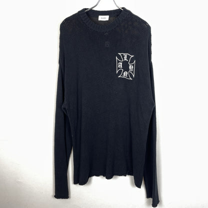 【中古品】【メンズ】 ASKYURSELF アスクユアセルフ × LAST NEST ラストネスト 別注コラボ CHAIN KNIT チェーン ニット 長袖 トップス 142-261015-sa-19-teih サイズ：L カラー：ブラック 万代Net店