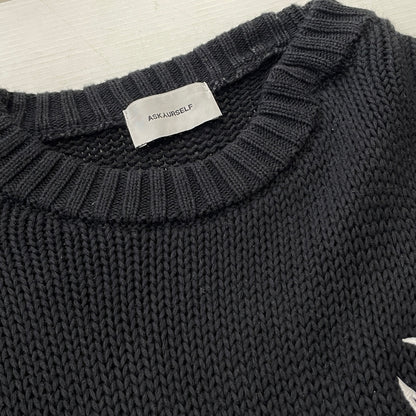 【中古品】【メンズ】 ASKYURSELF アスクユアセルフ × LAST NEST ラストネスト 別注コラボ CHAIN KNIT チェーン ニット 長袖 トップス 142-261015-sa-19-teih サイズ：L カラー：ブラック 万代Net店