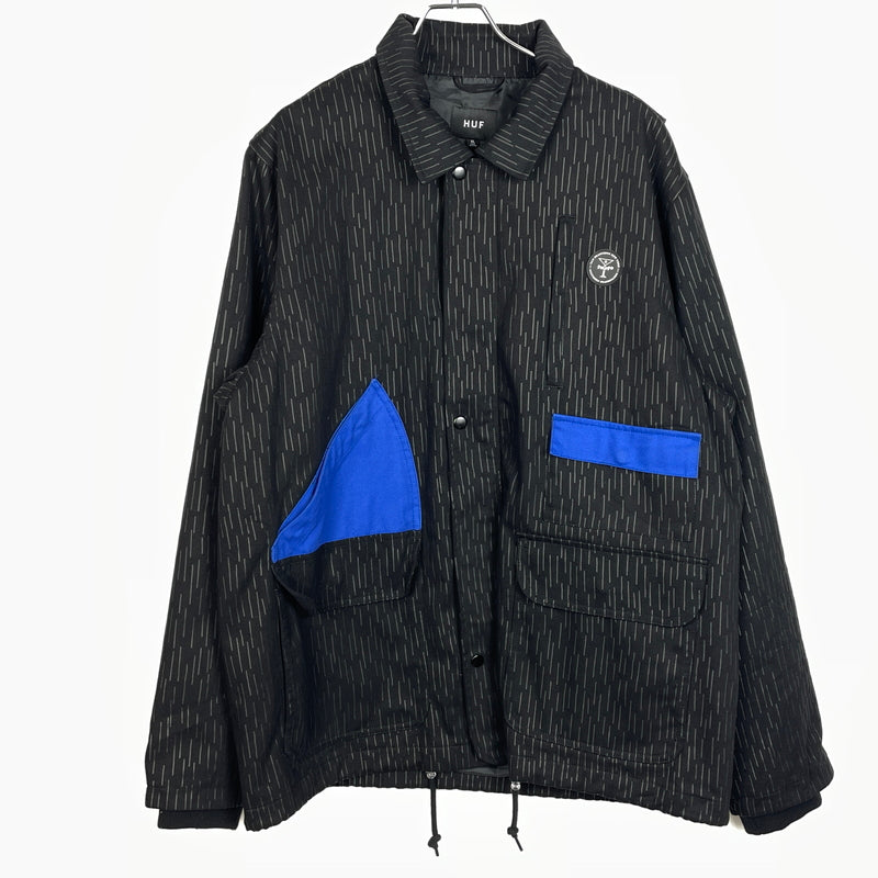 【中古品】【メンズ】 HUF ハフ ALLTIMERS WORK JACKET オールタイマーズ ワーク ジャケット アウター 142-261015-sa-08-teih サイズ：XL カラー：ブラック 万代Net店