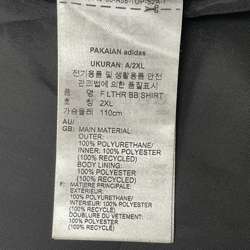 【中古品】【メンズ】 ADIDAS アディダス FAKE LEATHER BASEBALL SHIRT IZ4048 フェイクレザーベースボール シャツ 半袖 トップス 148-261015-sa-01-teih サイズ：2XL カラー：ブラック 万代Net店