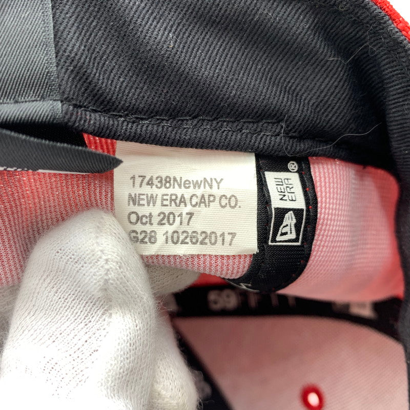 【中古品】【メンズ】 Supreme シュプリーム × New Era ニューエラ 別注 コラボ MONOGRAM BOX LOGO CAP モノグラム ボックス ロゴ キャップ 帽子 149-261016-ko-10-teih サイズ：58.7 カラー：レッド 万代Net店