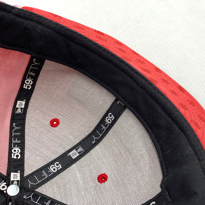 【中古品】【メンズ】 Supreme シュプリーム × New Era ニューエラ 別注 コラボ MONOGRAM BOX LOGO CAP モノグラム ボックス ロゴ キャップ 帽子 149-261016-ko-10-teih サイズ：58.7 カラー：レッド 万代Net店