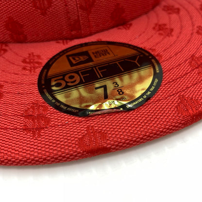 【中古品】【メンズ】 Supreme シュプリーム × New Era ニューエラ 別注 コラボ MONOGRAM BOX LOGO CAP モノグラム ボックス ロゴ キャップ 帽子 149-261016-ko-10-teih サイズ：58.7 カラー：レッド 万代Net店