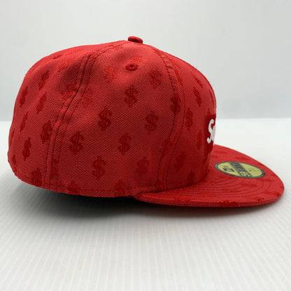 【中古品】【メンズ】 Supreme シュプリーム × New Era ニューエラ 別注 コラボ MONOGRAM BOX LOGO CAP モノグラム ボックス ロゴ キャップ 帽子 149-261016-ko-10-teih サイズ：58.7 カラー：レッド 万代Net店