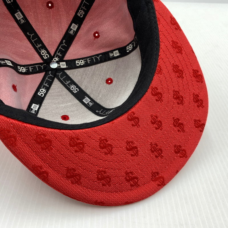 【中古品】【メンズ】 Supreme シュプリーム × New Era ニューエラ 別注 コラボ MONOGRAM BOX LOGO CAP モノグラム ボックス ロゴ キャップ 帽子 149-261016-ko-10-teih サイズ：58.7 カラー：レッド 万代Net店