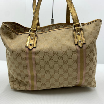 【中古品】【レディース】 GUCCI グッチ 139260 シェリーライン GGキャンバス トートバッグ カバン チャーム付 180-261016-ko-02-teih カラー：ベージュ 万代Net店