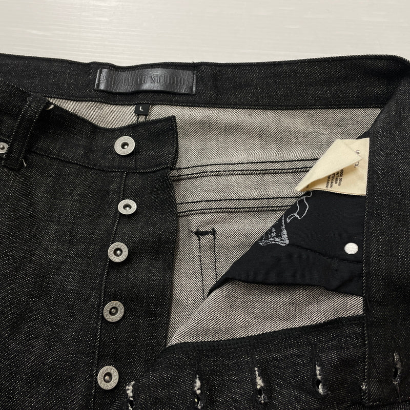 【中古品】【メンズ】 NO FAITH STUDIOS ノー フェイス ストゥディオス RAW DENIM LOOSE ロー デニム ルーズ ボトムス ジーンズ 152-261015-sa-13-teih サイズ：L カラー：ブラック 万代Net店