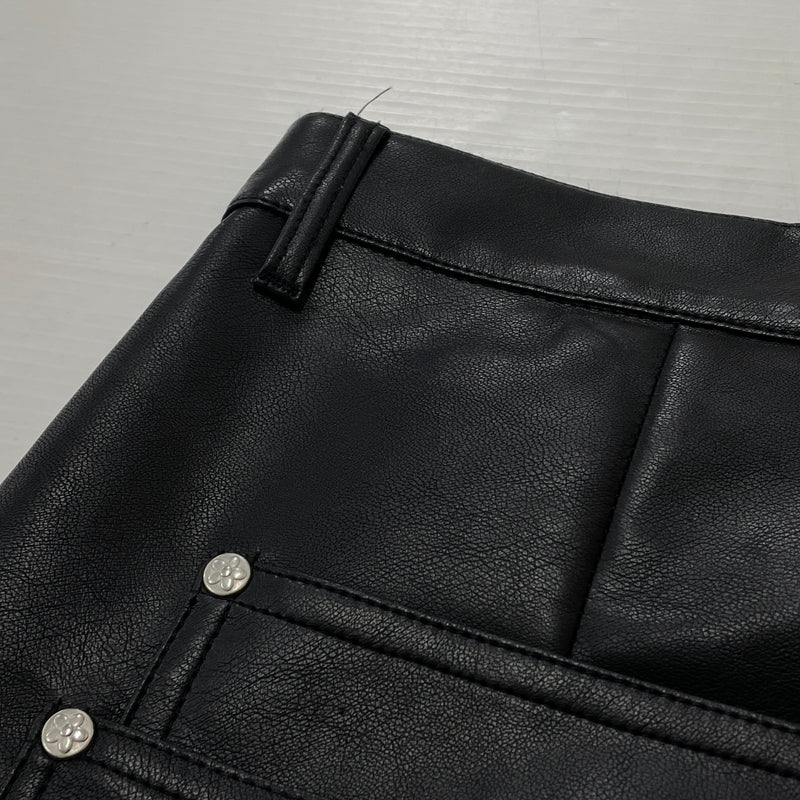 【中古品】【メンズ】 VANDY THE PINK ヴァンディ ザ ピンク DOUBLE KNEE LEATHER SHORTS VD6077-100 ダブル ニー レザー ショーツ ボトムス 短パン 153-261015-sa-12-teih サイズ：L カラー：ブラック 万代Net店