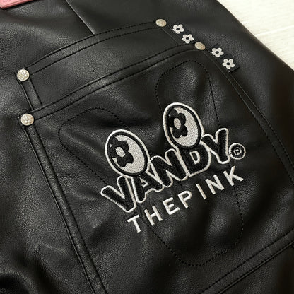【中古品】【メンズ】 VANDY THE PINK ヴァンディ ザ ピンク DOUBLE KNEE LEATHER SHORTS VD6077-100 ダブル ニー レザー ショーツ ボトムス 短パン 153-261015-sa-12-teih サイズ：L カラー：ブラック 万代Net店