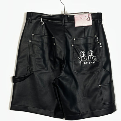 【中古品】【メンズ】 VANDY THE PINK ヴァンディ ザ ピンク DOUBLE KNEE LEATHER SHORTS VD6077-100 ダブル ニー レザー ショーツ ボトムス 短パン 153-261015-sa-12-teih サイズ：L カラー：ブラック 万代Net店