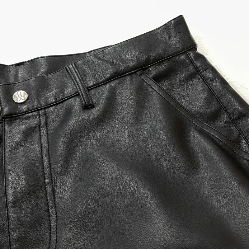 【中古品】【メンズ】 VANDY THE PINK ヴァンディ ザ ピンク DOUBLE KNEE LEATHER SHORTS VD6077-100 ダブル ニー レザー ショーツ ボトムス 短パン 153-261015-sa-12-teih サイズ：L カラー：ブラック 万代Net店