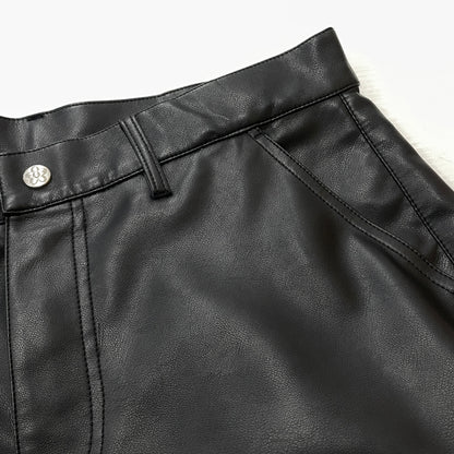 【中古品】【メンズ】 VANDY THE PINK ヴァンディ ザ ピンク DOUBLE KNEE LEATHER SHORTS VD6077-100 ダブル ニー レザー ショーツ ボトムス 短パン 153-261015-sa-12-teih サイズ：L カラー：ブラック 万代Net店