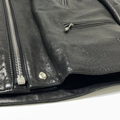 【中古品】【メンズ】 HYSTERIC GLAMOUR ヒステリックグラマー × LEWIS LEATHERS ルイスレザー 15SS SHEEP SKIN LIGHTNING 0251LB01 2015年春夏 シ－プスキン ライトニング アウター 140-261015-sa-27-teih サイズ：M カラー：ブラック 万代Net店