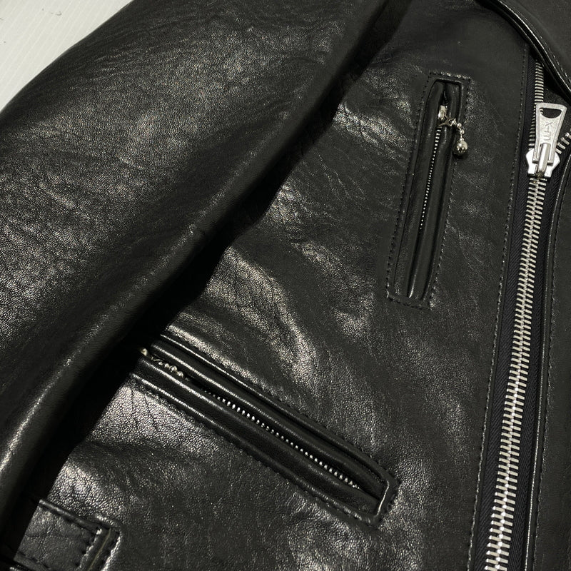【中古品】【メンズ】 HYSTERIC GLAMOUR ヒステリックグラマー × LEWIS LEATHERS ルイスレザー 15SS SHEEP SKIN LIGHTNING 0251LB01 2015年春夏 シ－プスキン ライトニング アウター 140-261015-sa-27-teih サイズ：M カラー：ブラック 万代Net店