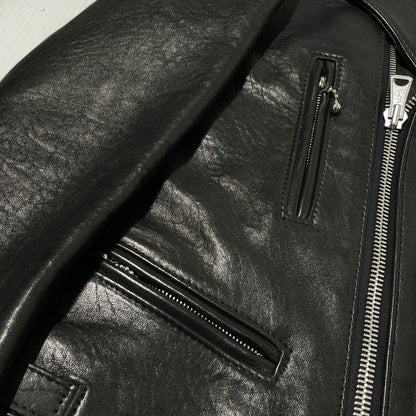 【中古品】【メンズ】 HYSTERIC GLAMOUR ヒステリックグラマー × LEWIS LEATHERS ルイスレザー 15SS SHEEP SKIN LIGHTNING 0251LB01 2015年春夏 シ－プスキン ライトニング アウター 140-261015-sa-27-teih サイズ：M カラー：ブラック 万代Net店