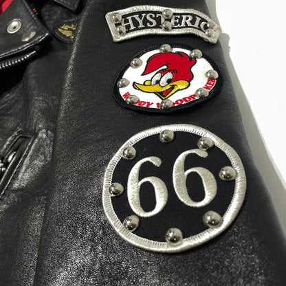 【中古品】【メンズ】 HYSTERIC GLAMOUR ヒステリックグラマー × LEWIS LEATHERS ルイスレザー 15SS SHEEP SKIN LIGHTNING 0251LB01 2015年春夏 シ－プスキン ライトニング アウター 140-261015-sa-27-teih サイズ：M カラー：ブラック 万代Net店