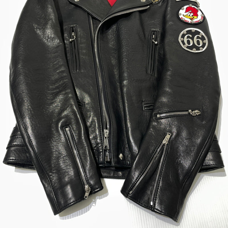 【中古品】【メンズ】 HYSTERIC GLAMOUR ヒステリックグラマー × LEWIS LEATHERS ルイスレザー 15SS SHEEP SKIN LIGHTNING 0251LB01 2015年春夏 シ－プスキン ライトニング アウター 140-261015-sa-27-teih サイズ：M カラー：ブラック 万代Net店