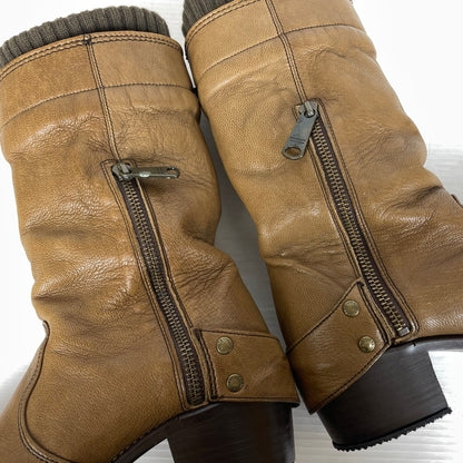 【中古品】【レディース】 BURBERRY BLUE LABEL バーバリーブルーレーベル CHECK ENGINEER BOOTS ZEE06-136 チェック エンジニアブーツ 裏地NOVA 靴 シューズ 183-261016-yo-11-teih サイズ：4 カラー：ブラウン 万代Net店