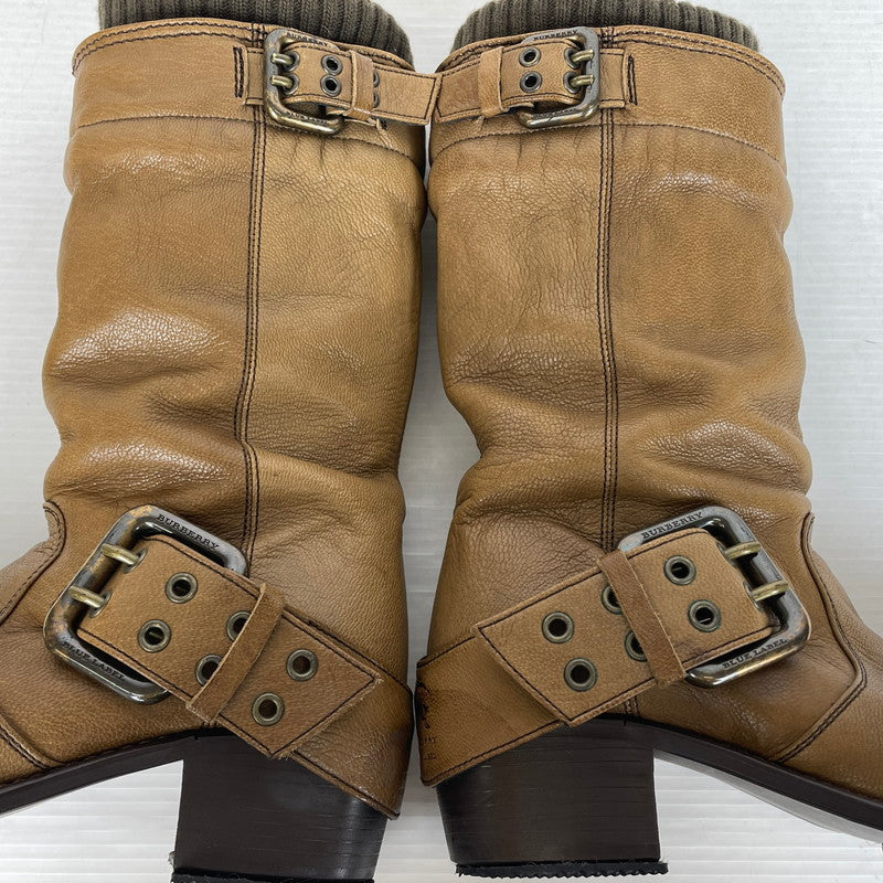 【中古品】【レディース】 BURBERRY BLUE LABEL バーバリーブルーレーベル CHECK ENGINEER BOOTS ZEE06-136 チェック エンジニアブーツ 裏地NOVA 靴 シューズ 183-261016-yo-11-teih サイズ：4 カラー：ブラウン 万代Net店