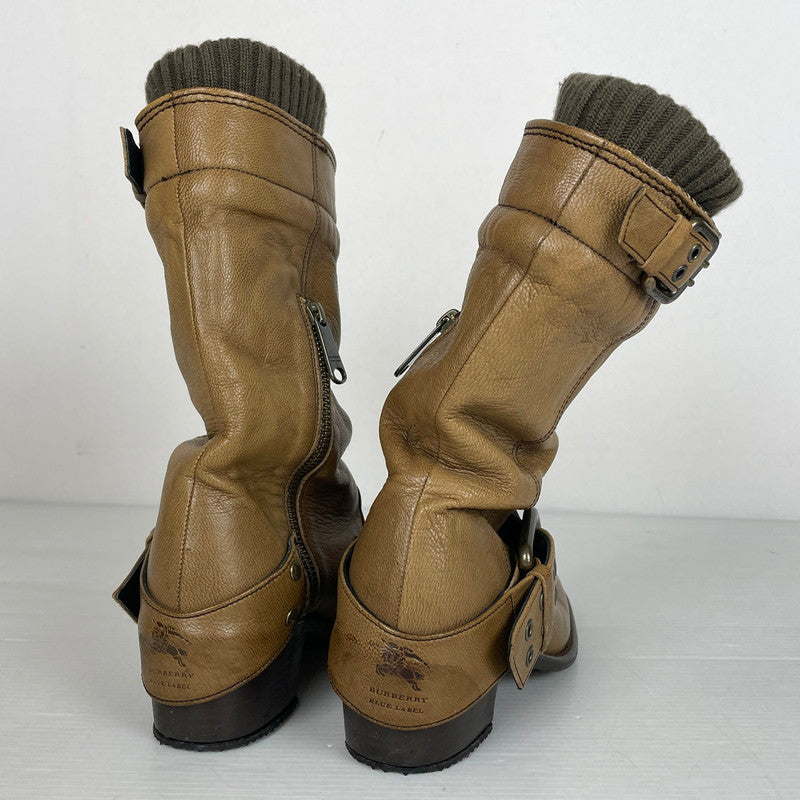 【中古品】【レディース】 BURBERRY BLUE LABEL バーバリーブルーレーベル CHECK ENGINEER BOOTS ZEE06-136 チェック エンジニアブーツ 裏地NOVA 靴 シューズ 183-261016-yo-11-teih サイズ：4 カラー：ブラウン 万代Net店