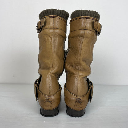 【中古品】【レディース】 BURBERRY BLUE LABEL バーバリーブルーレーベル CHECK ENGINEER BOOTS ZEE06-136 チェック エンジニアブーツ 裏地NOVA 靴 シューズ 183-261016-yo-11-teih サイズ：4 カラー：ブラウン 万代Net店