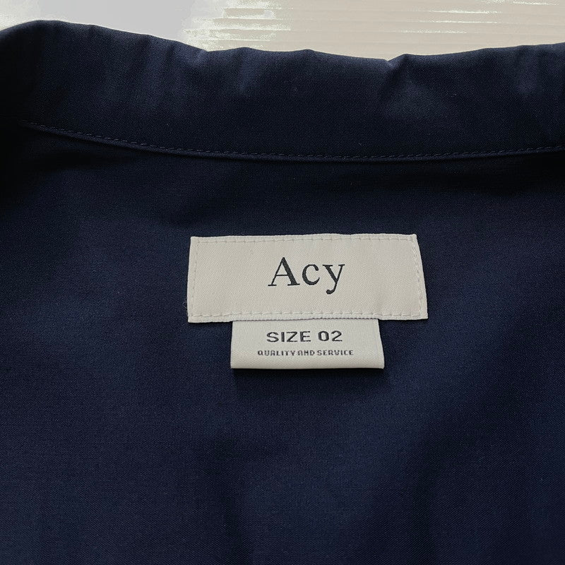 【中古品】【メンズ】 ACY エイシー × WAKE ウェイク 別注コラボ OPEN-COLLAR SS SHIRT ACYWAKE-24SS-001 オープンカラー ショートスリーブ シャツ 半袖 トップス 140-261016-yo-01-teih サイズ：02 カラー：ネイビー 万代Net店