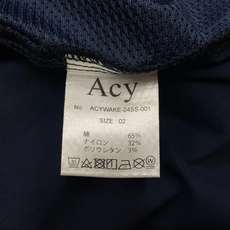 【中古品】【メンズ】 ACY エイシー × WAKE ウェイク 別注コラボ OPEN-COLLAR SS SHIRT ACYWAKE-24SS-001 オープンカラー ショートスリーブ シャツ 半袖 トップス 140-261016-yo-01-teih サイズ：02 カラー：ネイビー 万代Net店