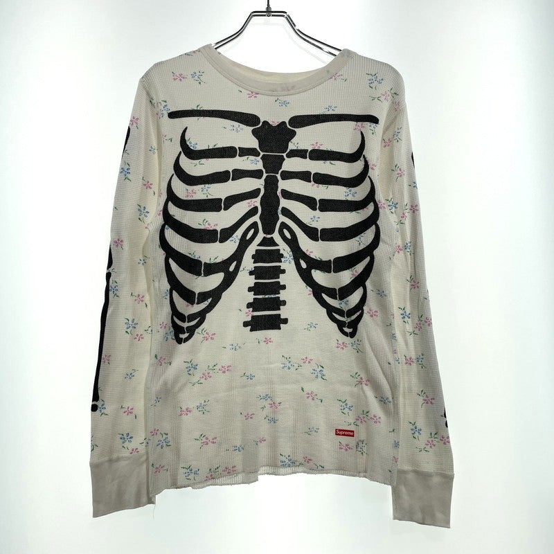 【中古品】【メンズ】 Supreme シュプリーム × HANES ヘインズ 別注コラボ 25AW BONES THERMAL CREW FLORAL ボーンズ サーマル クルー フローラル カットソー 長袖 トップス 149-261016-yo-02-teih サイズ：M カラー：ホワイト 万代Net店