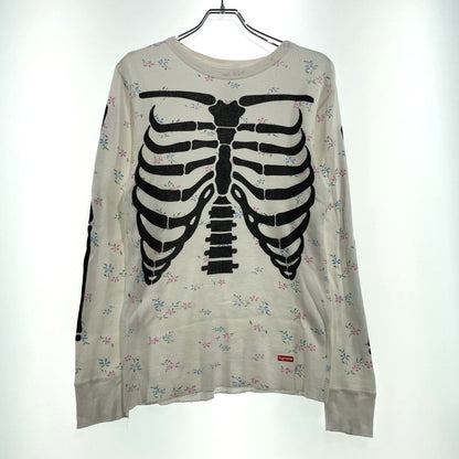 【中古品】【メンズ】 Supreme シュプリーム × HANES ヘインズ 別注コラボ 25AW BONES THERMAL CREW FLORAL ボーンズ サーマル クルー フローラル カットソー 長袖 トップス 149-261016-yo-02-teih サイズ：M カラー：ホワイト 万代Net店
