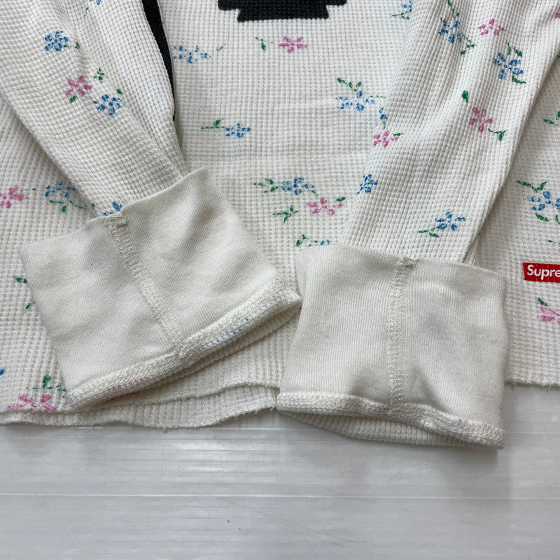 【中古品】【メンズ】 Supreme シュプリーム × HANES ヘインズ 別注コラボ 25AW BONES THERMAL CREW FLORAL ボーンズ サーマル クルー フローラル カットソー 長袖 トップス 149-261016-yo-02-teih サイズ：M カラー：ホワイト 万代Net店