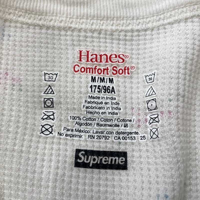 【中古品】【メンズ】 Supreme シュプリーム × HANES ヘインズ 別注コラボ 25AW BONES THERMAL CREW FLORAL ボーンズ サーマル クルー フローラル カットソー 長袖 トップス 149-261016-yo-02-teih サイズ：M カラー：ホワイト 万代Net店